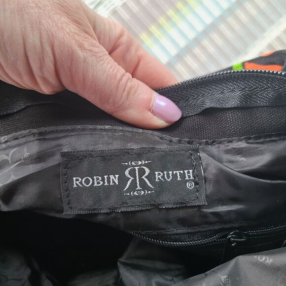 NWT Robin Ruth Hobo Tote Punta Cana Canvas Neon Logo Zipper Close COA New - Picture 7 of 10